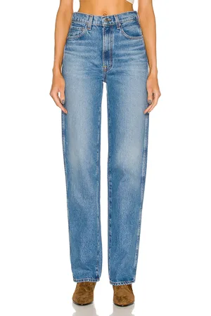 GRLFRND Sara Super High Rise Slim Straight in Denim-Medium