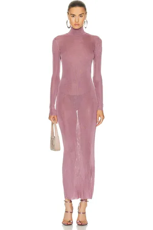 Saint Laurent Mock Neck Long Sleeve Dress in