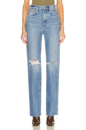 GRLFRND Sara Super High Rise Slim Straight in Denim-Light