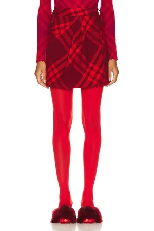 Burberry Check Mini Skirt in Red