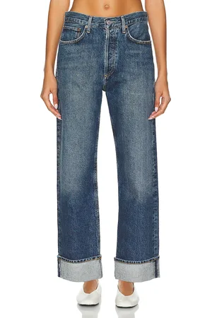 AGOLDE Fran Low Slung Easy Straight in Denim-Dark