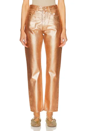 ULLA JOHNSON Agnes Straight Leg in Metallic Copper