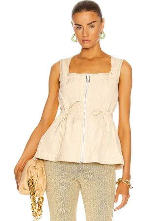 Bottega Veneta Washed Fluid Parachute Top in Ivory