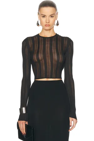 Saint Laurent Long Sleeve Top in Black