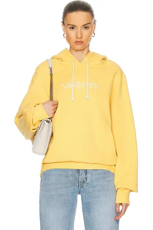 Saint Laurent Logo Hoodie Sweathshirt in Yellow