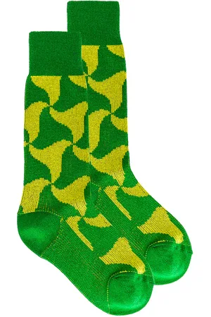 Bottega Veneta Wavy Triangle Cashmere Socks in Green