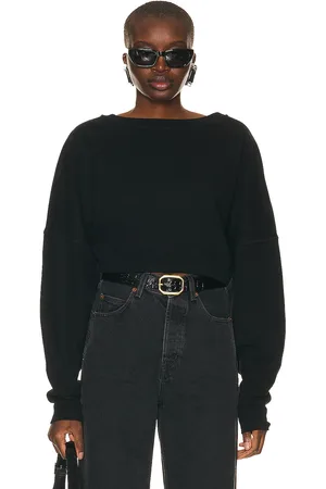 Saint Laurent Cropped Sweatshirt in Black