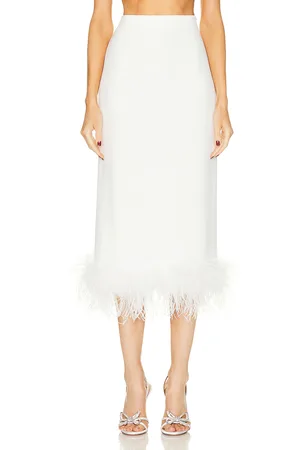 Miu Miu Feather Midi Skirt in White