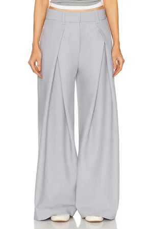 GRLFRND Nolan Pleated Trouser in Light Grey