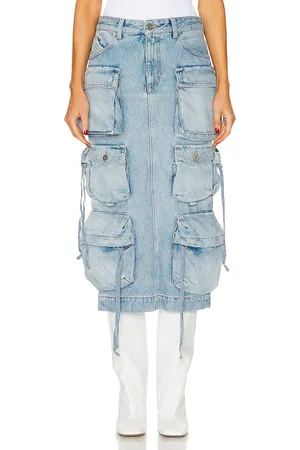 The Attico Denim Midi Skirt in Denim-Light