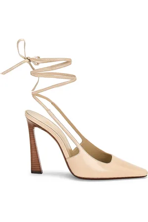 Saint Laurent Tom Lace Up Pump in Beige