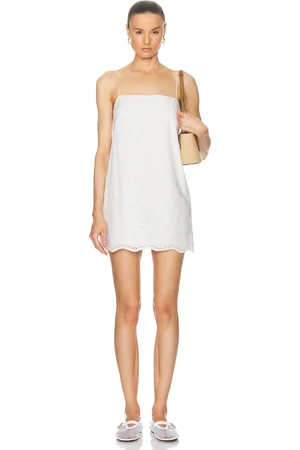 MATTEAU Broderie Shift Mini Dress in White