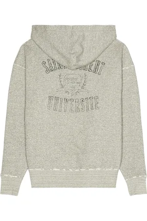 Saint Laurent Grunge University Hoodie in Grey