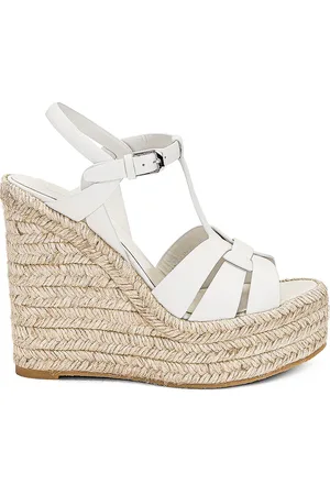 Saint Laurent Tribute Espadrille Wedge in Cream
