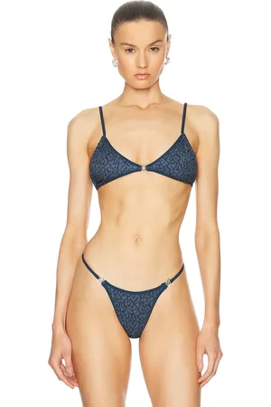 Heavy Manners Mini Triangle Bikini Top in Navy