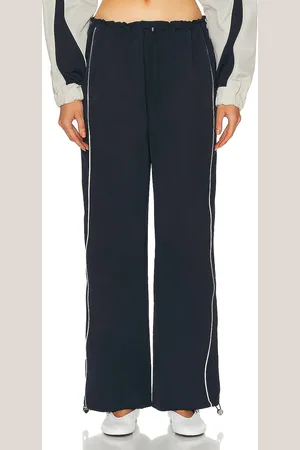 GRLFRND Cinched Waist Wide Leg Pant in Navy