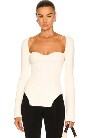 Khaite Maddy Long Bustier Top in White
