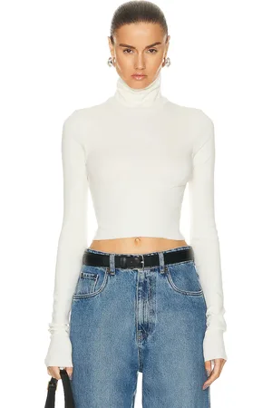 ÉTERNE Cropped Fitted Turtleneck Top in