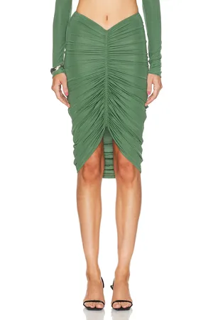 Atlein Ruched Short Skirt in Green