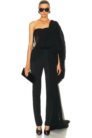 Saint Laurent One Shoulder Drape Top in Black