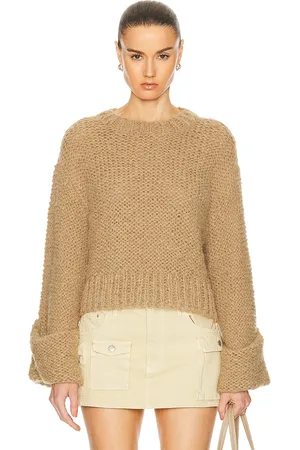 GRLFRND Open Stitch Knit Sweater in Tan