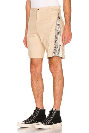 Paria Farzaneh Brush Cotton Monochrome Zip Short in Neutral