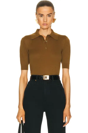 Saint Laurent Short Sleeve Polo Shirt in Brown