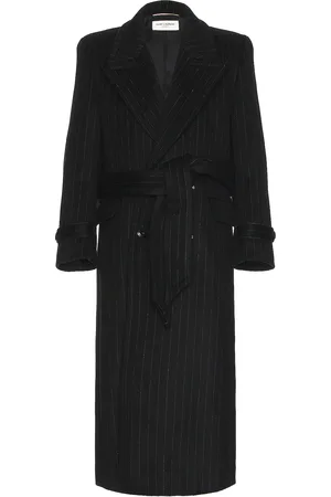 Saint Laurent Manteau Crante Coat in Black