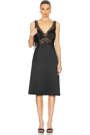Saint Laurent Satin Lace Dress in Black
