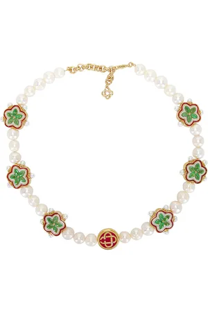 Casablanca Gradient Flower Short Necklace in Ivory