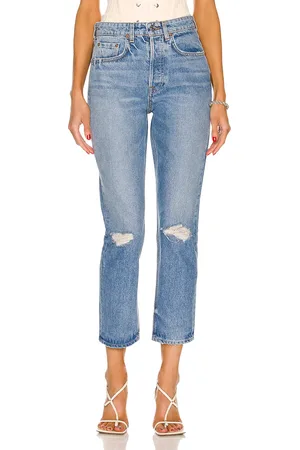 GRLFRND Karolina High Rise Straight Crop in Denim-Light