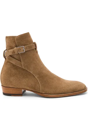 Saint Laurent Suede Wyatt Jodhpur Boots in Brown