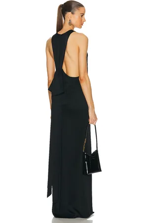 Saint Laurent Satin Maxi Dress in Black