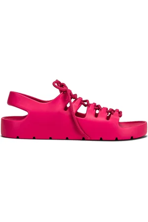 Bottega Veneta Jelly Lace Up Sandals in Fuchsia