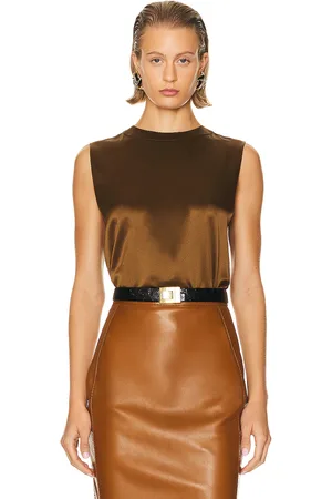 Saint Laurent Silk Top in Cognac