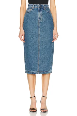GRLFRND Robin Midi Pencil Skirt in Denim-Medium