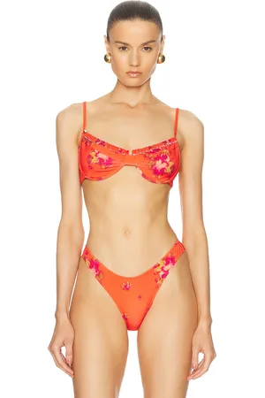 Heavy Manners Ruffle Underwire Bikini Top in Coral