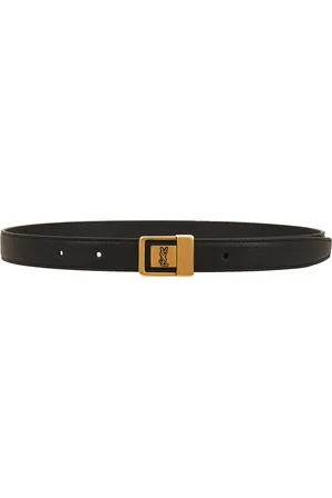 Saint Laurent Female Buckle Skinny Belt in Black