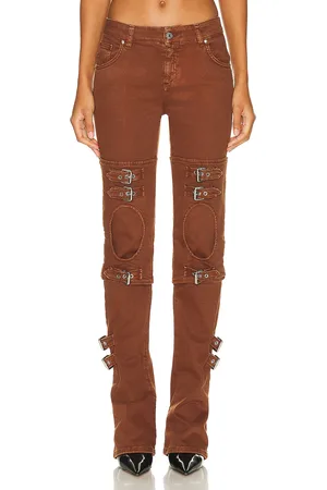 BLUMARINE Buckle Slim Leg in Brown