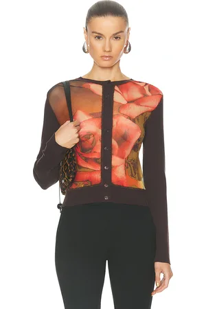 Jean Paul Gaultier Roses Long Cardigan in Brown