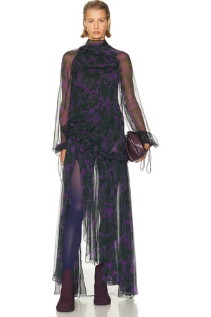 Burberry Long Asymmetrical Dress in Navy
