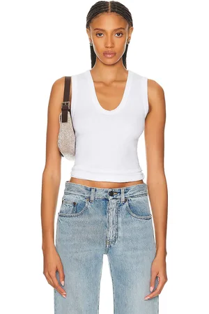 ENZA COSTA Textured Rib Sleeveless U Tank Top in