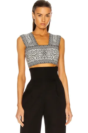Alaïa Jacquard Print Fitted Top in Black & White