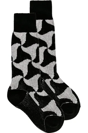 Bottega Veneta Wavy Triangle Cashmere Socks in Black