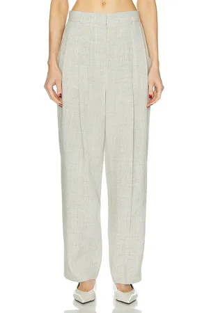 Totême Double Pleated Tailored Trouser in Light Grey