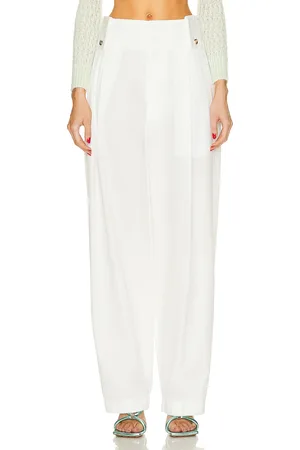 Bottega Veneta Pleated Wide Leg Trouser in White