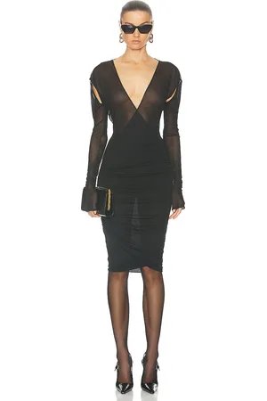 Saint Laurent Jersey Long Sleeve Dress in Black