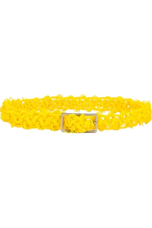 Bottega Veneta Intreccio Crochet Belt in Lemon