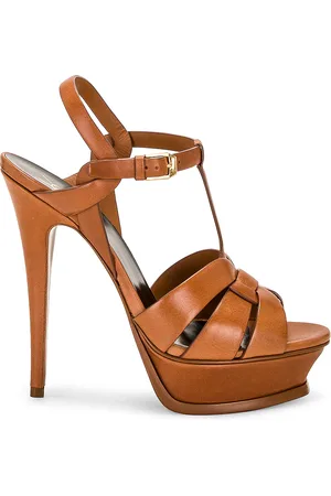 Saint Laurent Tribute Platform Sandal in Brown
