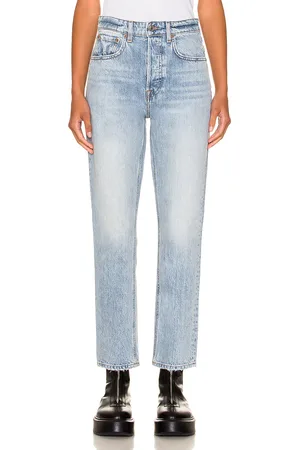 GRLFRND Karolina High Rise Straight Crop in Denim-Light